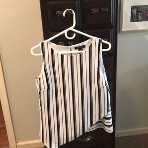Asymmetrical Striped Sleeveless Blouse